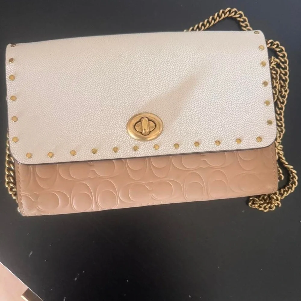 Coach Beige and Gold Crossbody